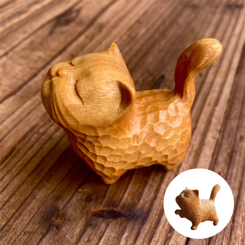WhittleWhiskers - Ręcznie rzeźbione figurki kotów z drewna