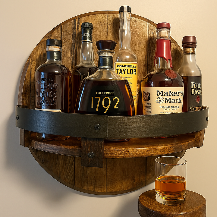 Rustykalna Półka Ścienna na Butelki Whisky