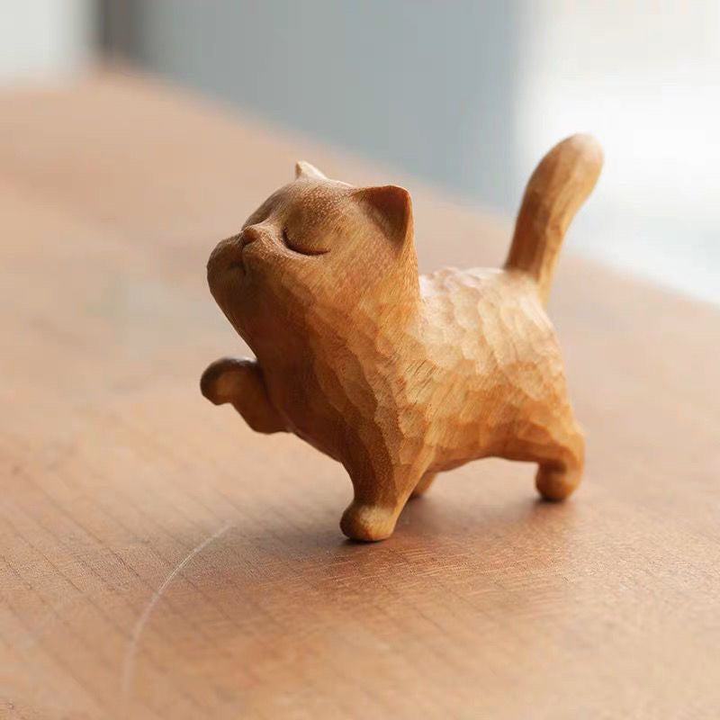 WhittleWhiskers - Ręcznie rzeźbione figurki kotów z drewna