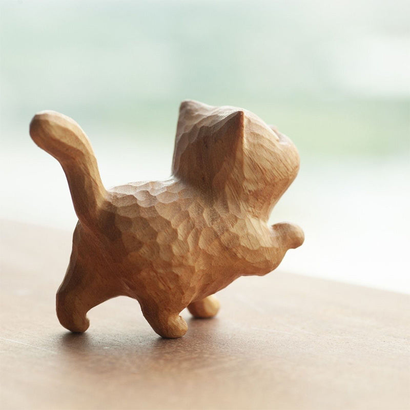 WhittleWhiskers - Ręcznie rzeźbione figurki kotów z drewna