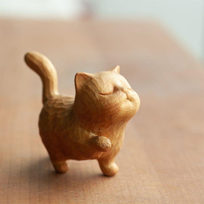 WhittleWhiskers - Ręcznie rzeźbione figurki kotów z drewna