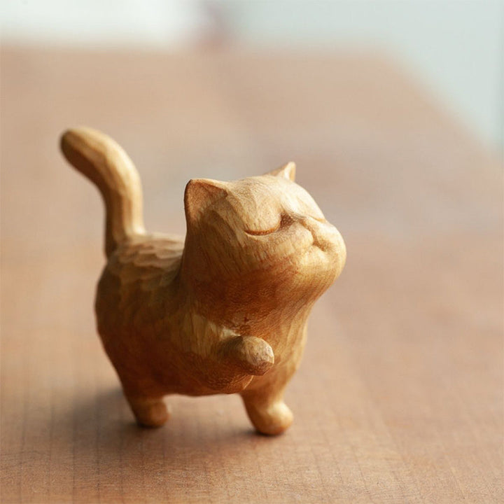 WhittleWhiskers - Ręcznie rzeźbione figurki kotów z drewna