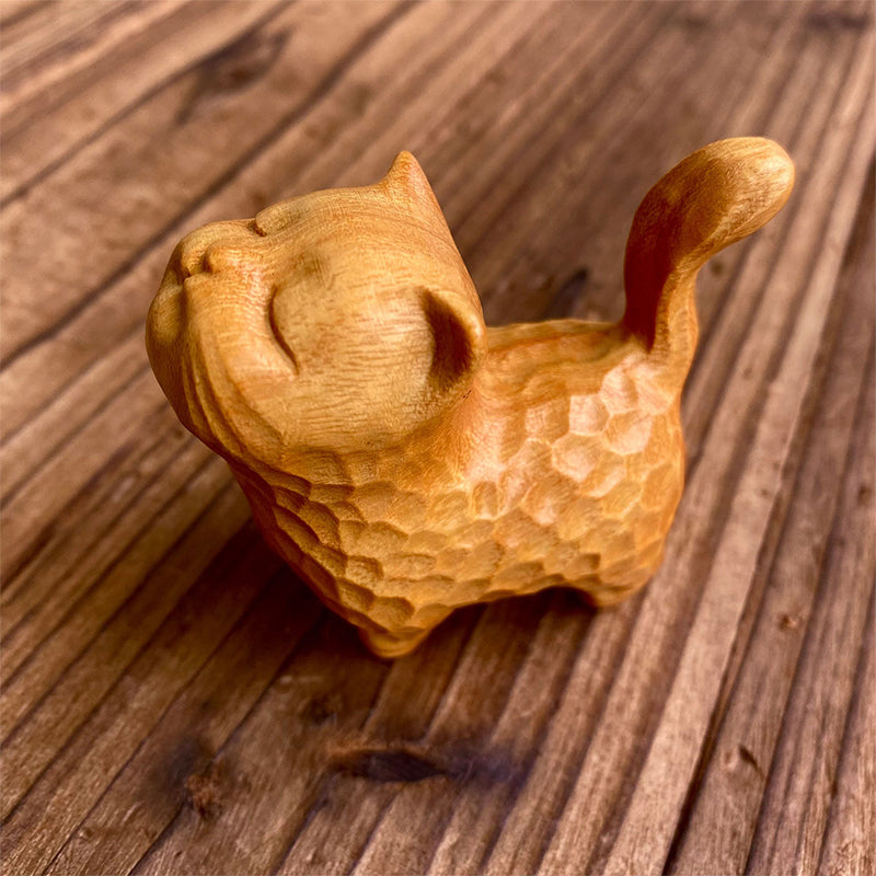 WhittleWhiskers - Ręcznie rzeźbione figurki kotów z drewna