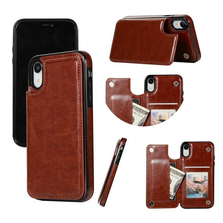 Etui na telefon iPhone z portfelem ze skóry