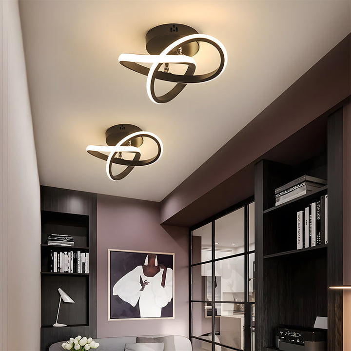 Lampa sufitowa z LED Czarna metalowa rama