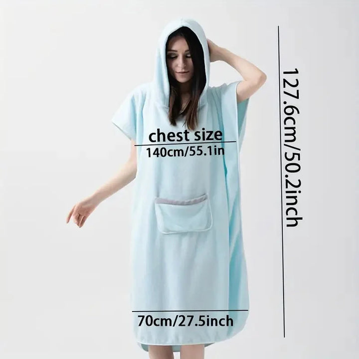 Ultramokry polarowy poncho z kapturem – Szybkoschnący unisex szlafrok kąpielowy i spa