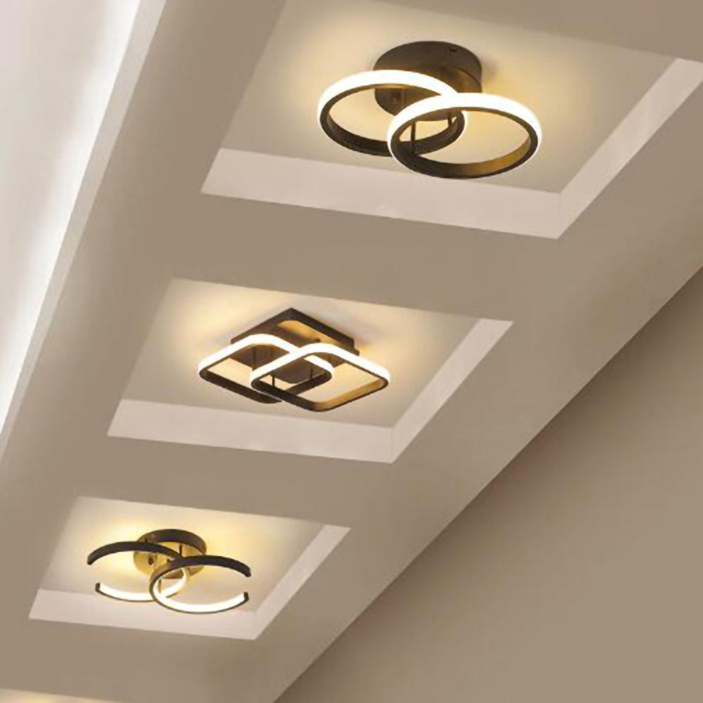 Lampa sufitowa z LED Czarna metalowa rama