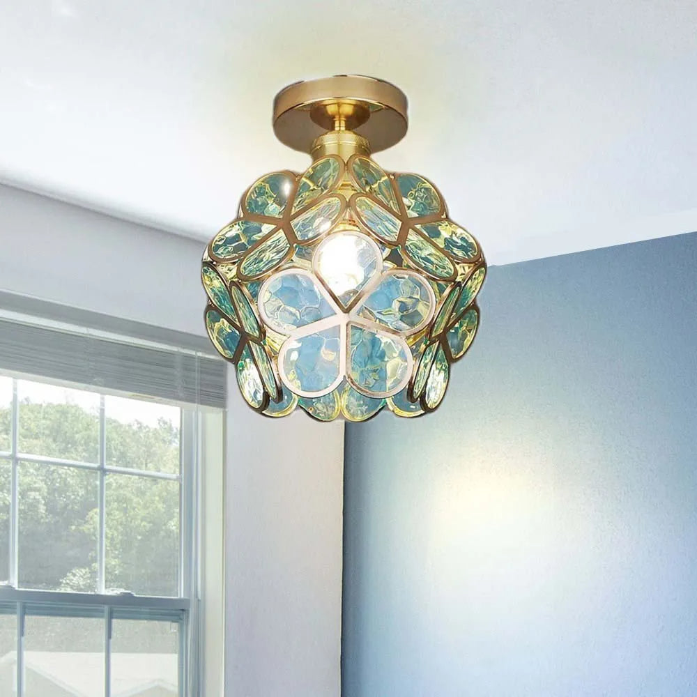 Elegancka Kwiatowa Lampa Szklana na Sufit
