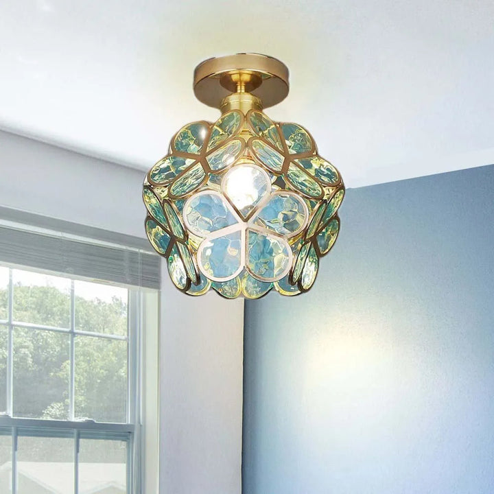 Elegancka Kwiatowa Lampa Szklana na Sufit