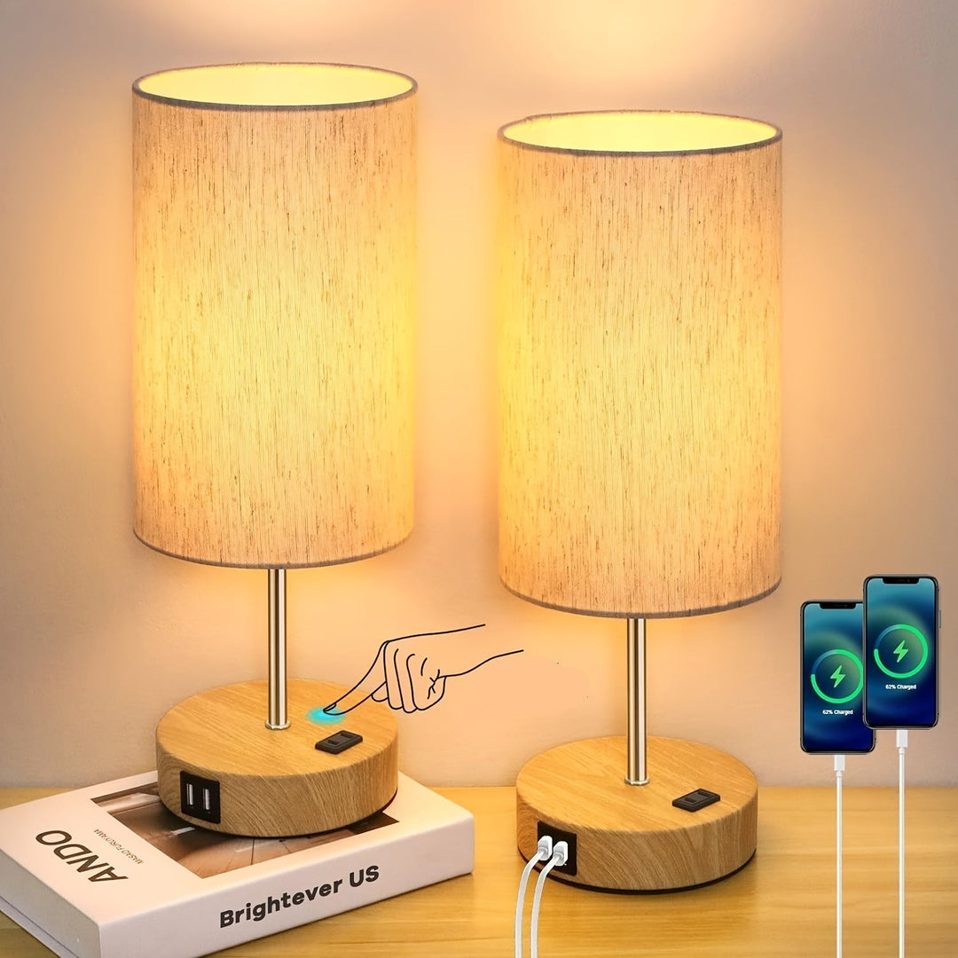 Lumora Stolik Nocny z Lampą Ładowania – Lampa Nocna LED z Dotykowym Sterowaniem i Portem USB