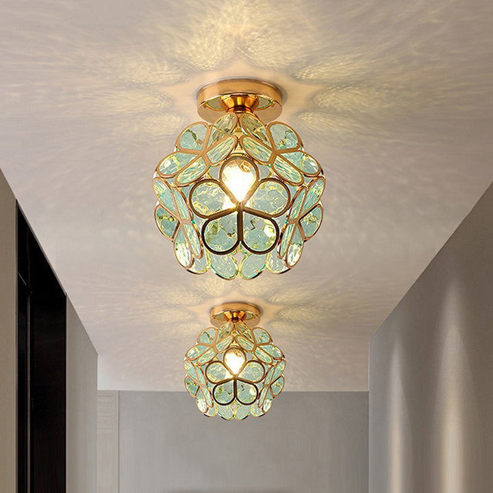 Elegancka Kwiatowa Lampa Szklana na Sufit