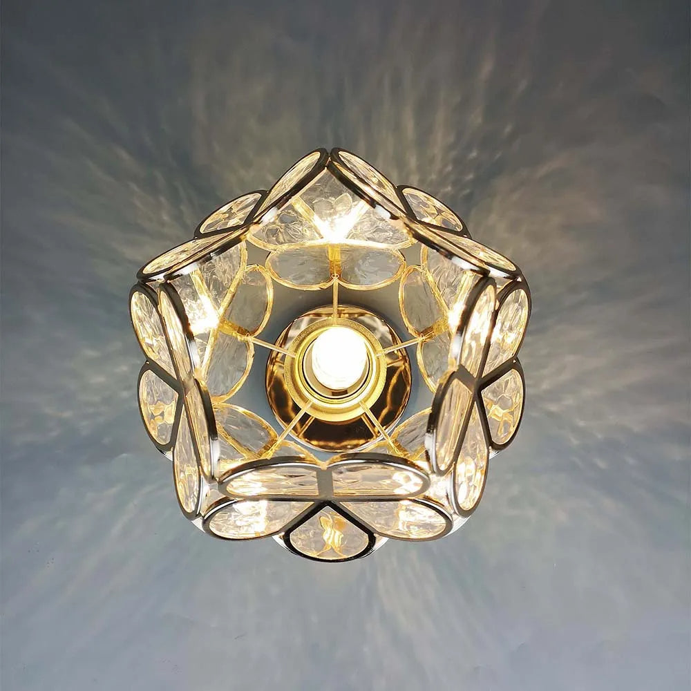 Elegancka Kwiatowa Lampa Szklana na Sufit