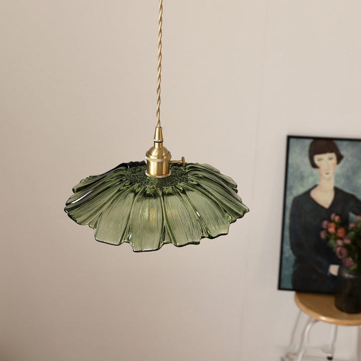 Wintage Kwiatowa Lampa Wisząca ze Szkła | Retro Elegancja | Ciepłe Światło | Regulowana Wisząca | Brick by Brick