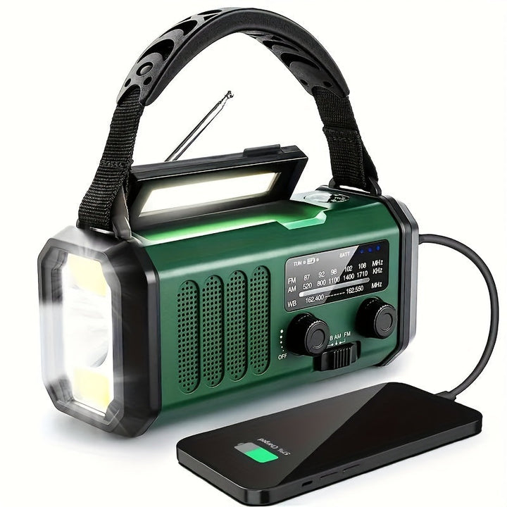 Carvallo X10 Radio awaryjne z powerbankiem 10.000 mAh | Słońce, korba i USB-C | Lampa LED, alarm SOS i kompas | AM/FM/NOAA