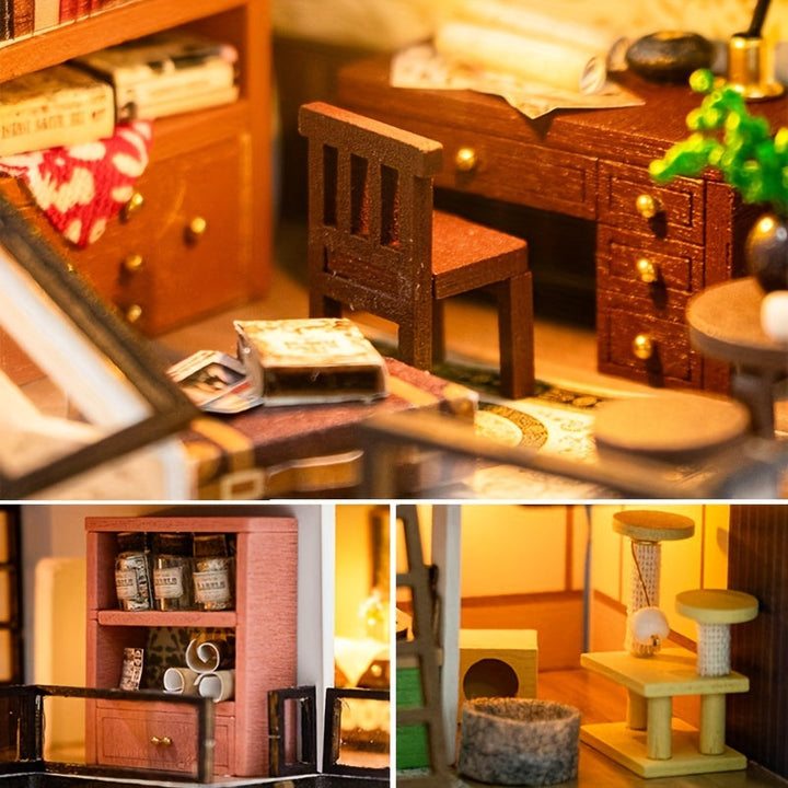 Miniaturowa Willa 3D Puzzle Kit – Ręcznie Wykonana Model z Oświetleniem LED i Szczegółowym Wnętrzem