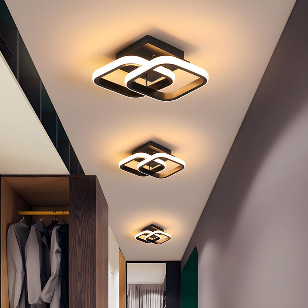 Lampa sufitowa z LED Czarna metalowa rama