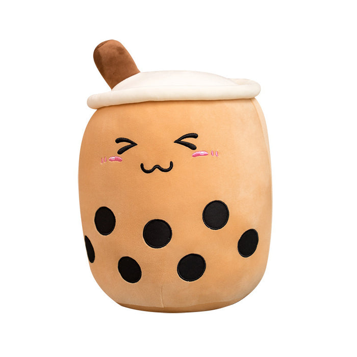 Domvia Pluszowa poduszka bubble tea z wyhaftowaną buźką
