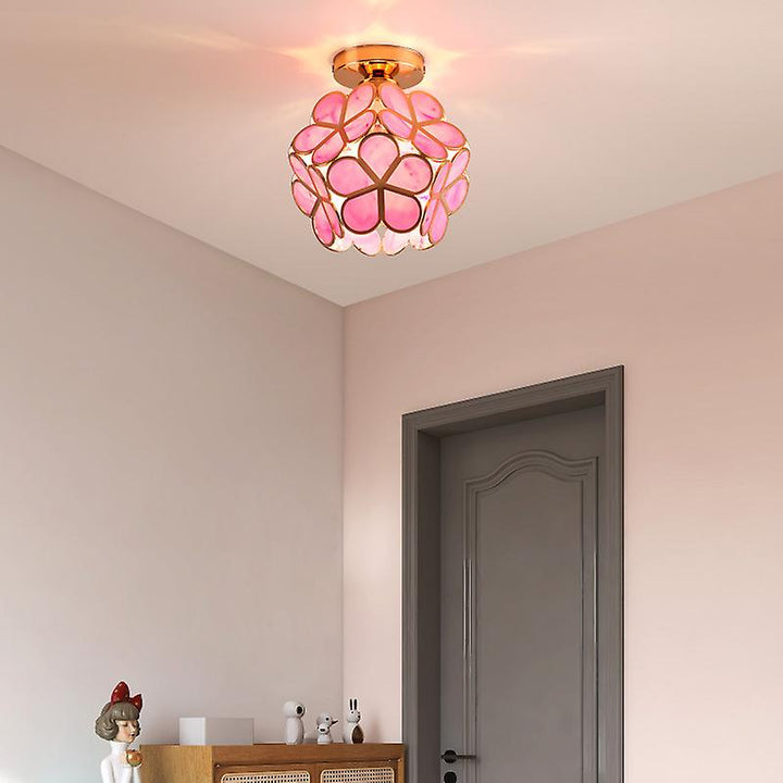 Elegancka Kwiatowa Lampa Szklana na Sufit