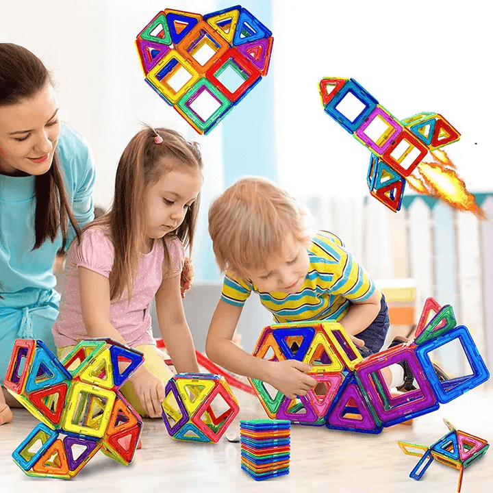 Magnetyczne Klocki - Montessori Zestaw Magnetyczny do Kreatywnej Zabawy, Budowy i Nauki, Idealne Edukacyjne Zabawki dla Dzieci