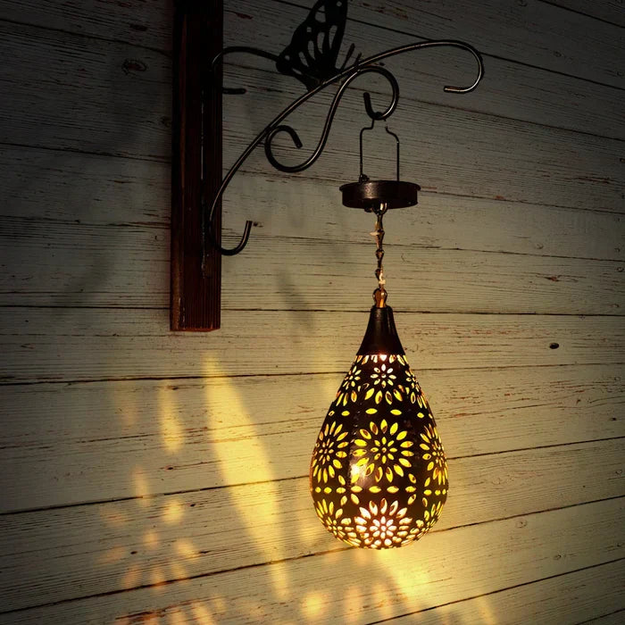 Lampa ogrodowa zasilana energią słoneczną i odporna na warunki atmosferyczne w kwiatowym wzorze - Dla stylowego oświetlenia na zewnątrz