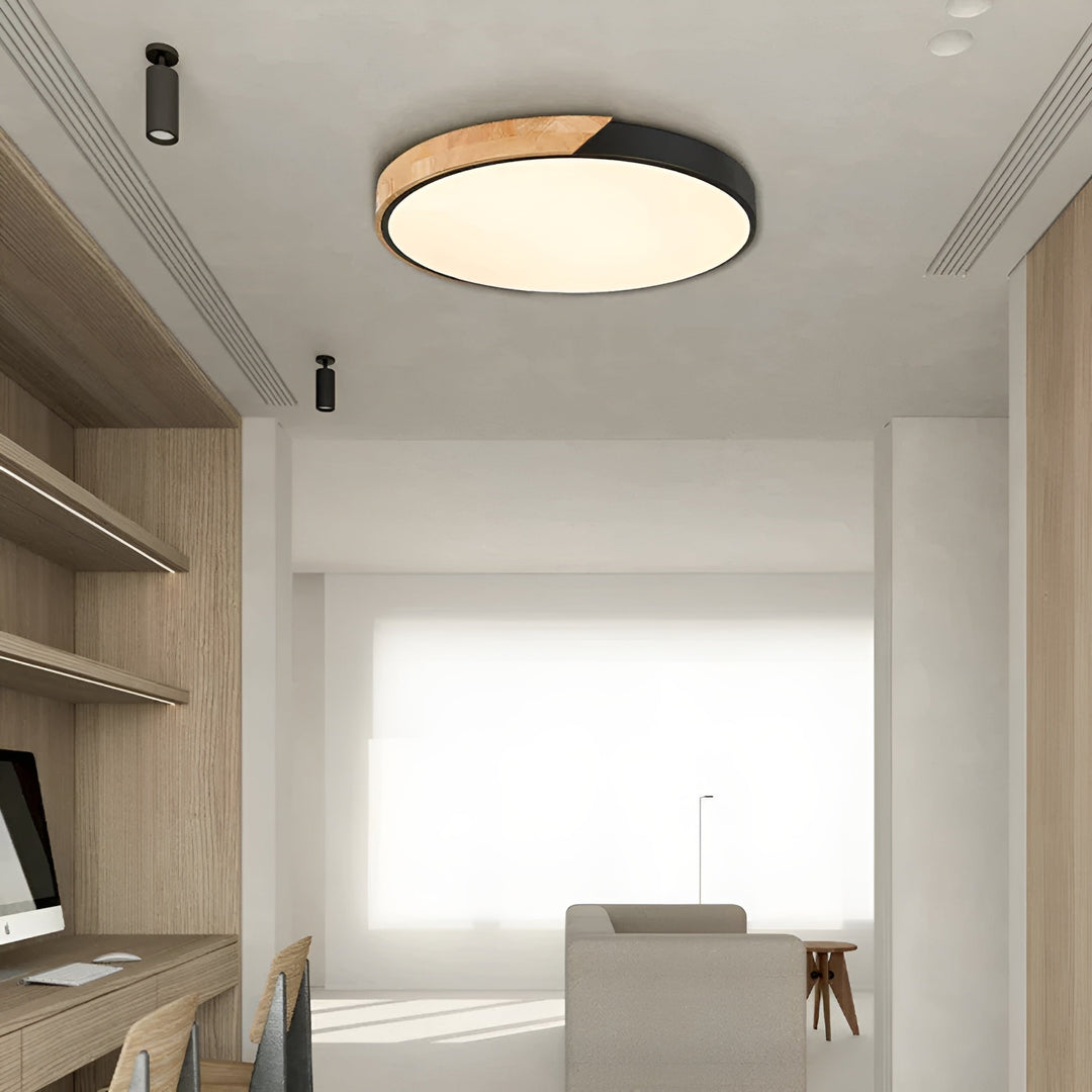 Lampa sufitowa LED z drewna – Skandynawski design | Ciepłe światło do salonu