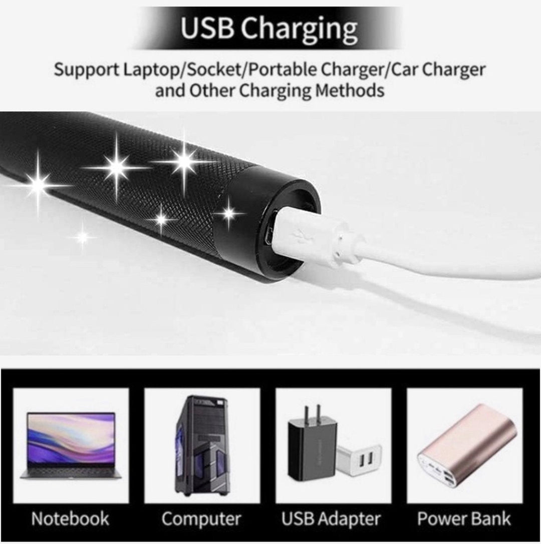 Ładowalny wskaźnik laserowy zielony USB metalowy długopis