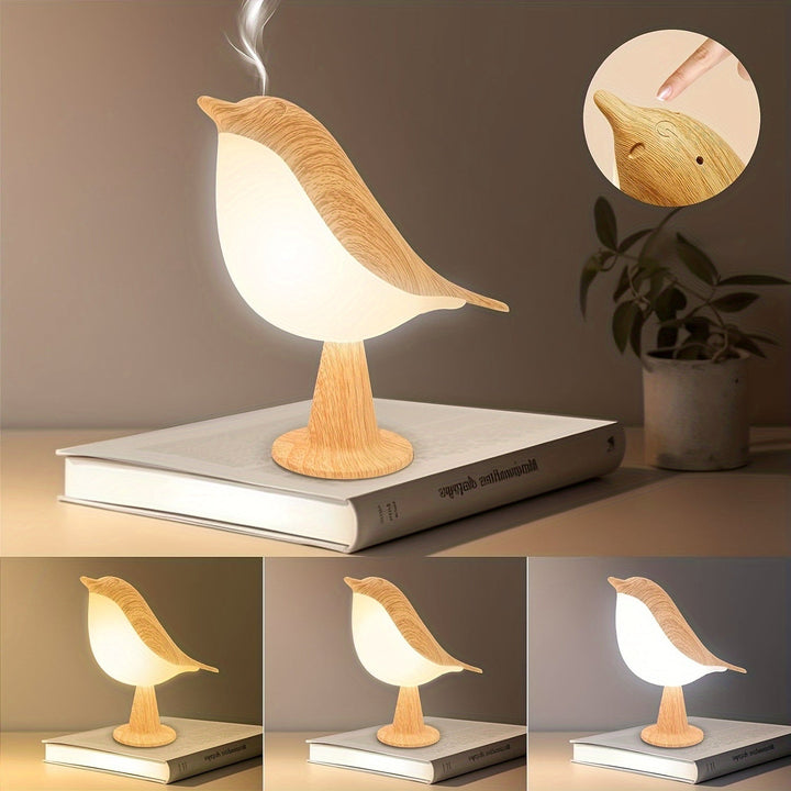 Lampa LED w Kształcie Ptaka z Aromadiffuzorem – Ładowana przez USB Nocna Lampa i Lampa do Czytania z 3 Temperaturowymi Barwami