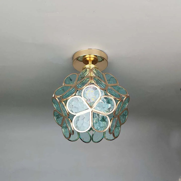 Elegancka Kwiatowa Lampa Szklana na Sufit