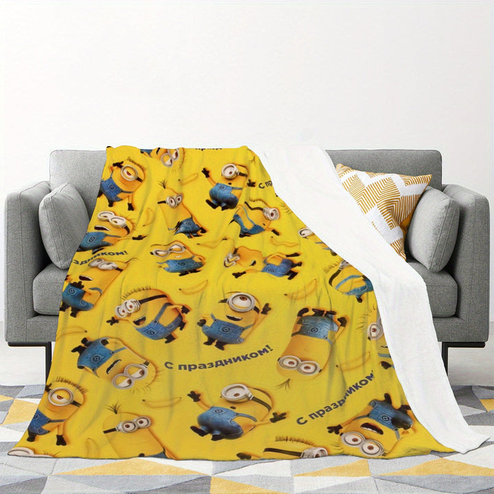 Koc Fleece Minionki - Miękki i Ciepły Koc Flanelowy dla Dzieci