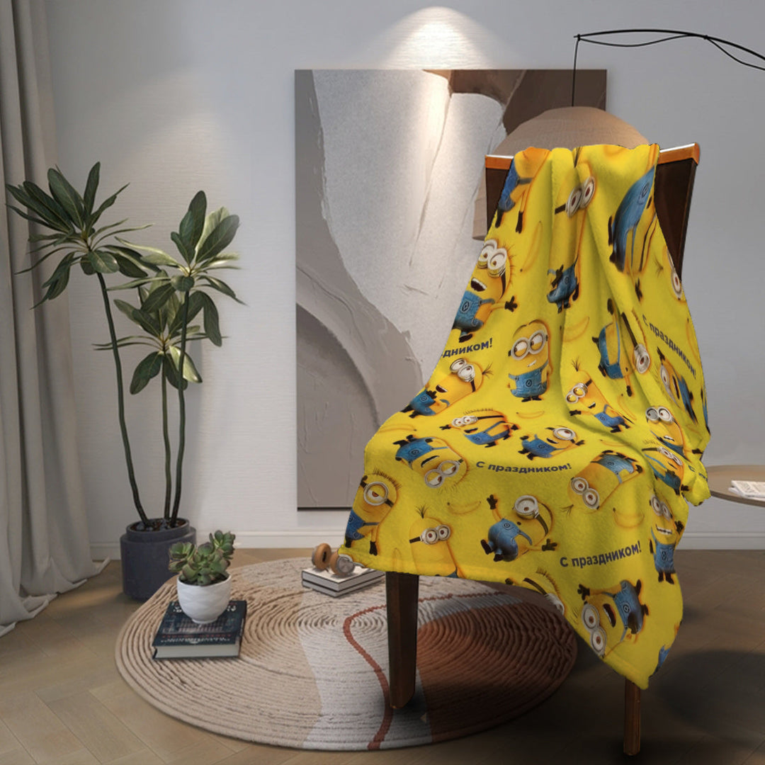 Koc Fleece Minionki - Miękki i Ciepły Koc Flanelowy dla Dzieci