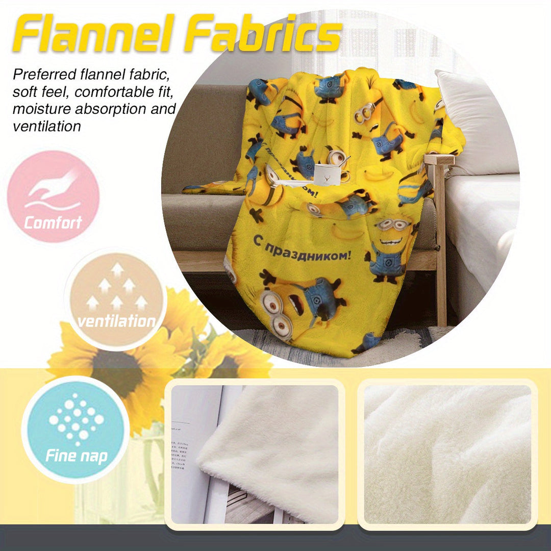 Koc Fleece Minionki - Miękki i Ciepły Koc Flanelowy dla Dzieci