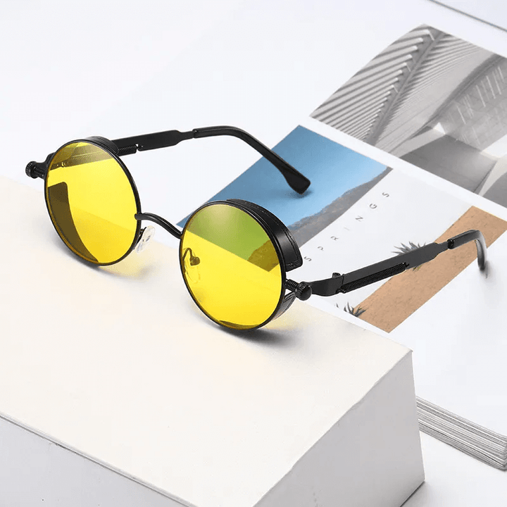 Metalowe okulary przeciwsłoneczne w stylu steampunk