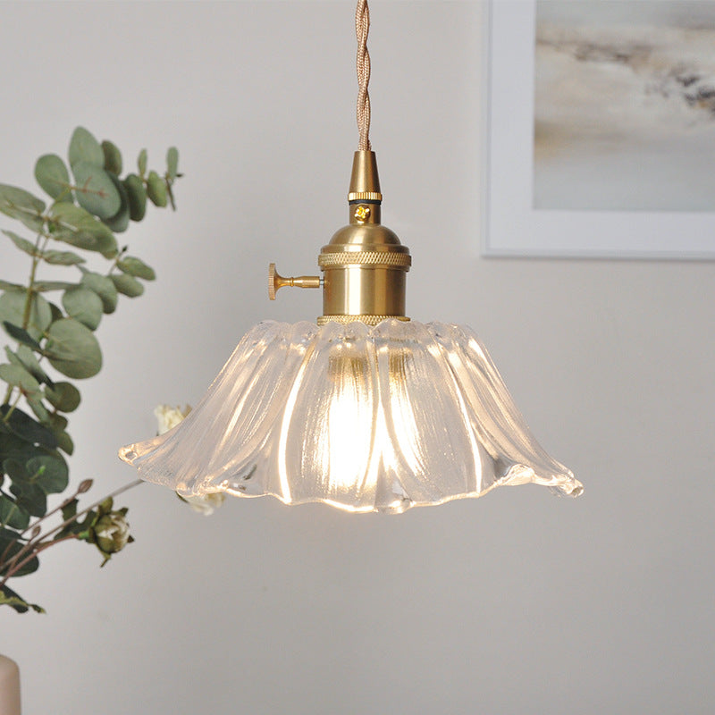 Wintage Kwiatowa Lampa Wisząca ze Szkła | Retro Elegancja | Ciepłe Światło | Regulowana Wisząca | Brick by Brick