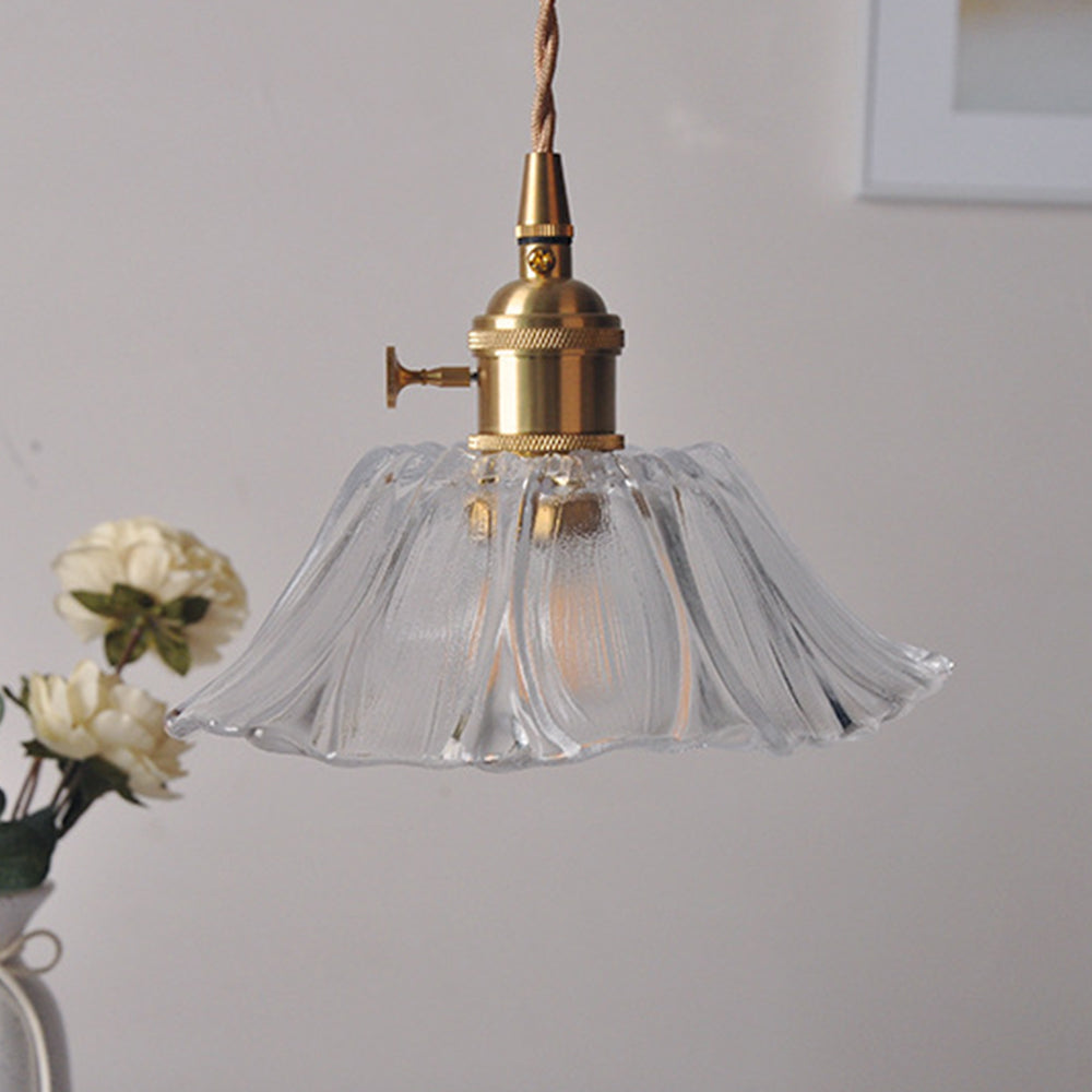 Wintage Kwiatowa Lampa Wisząca ze Szkła | Retro Elegancja | Ciepłe Światło | Regulowana Wisząca | Brick by Brick