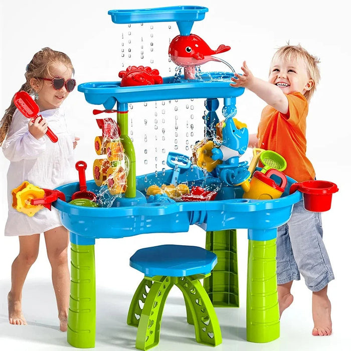 KIDSPLASH | 3-w-1 Zewnętrzny Stół do Piasku i Wody dla Dzieci