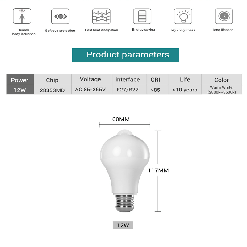 Inteligentna Lampa LED z Czujnikiem Ruchu