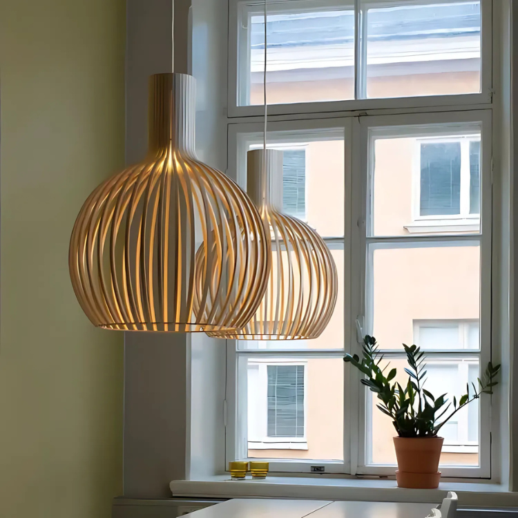Lampa Wisząca Bambus Naturalna Oprawa Sufitowa