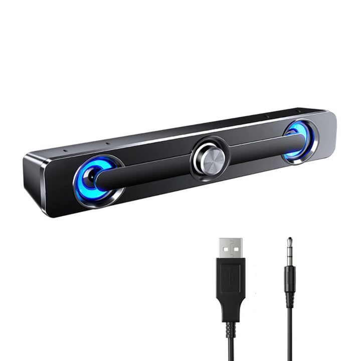 Głośnik PC Soundbar – zasilany przez USB z podświetleniem LED, z wejściem 3,5 mm do laptopa i telewizora