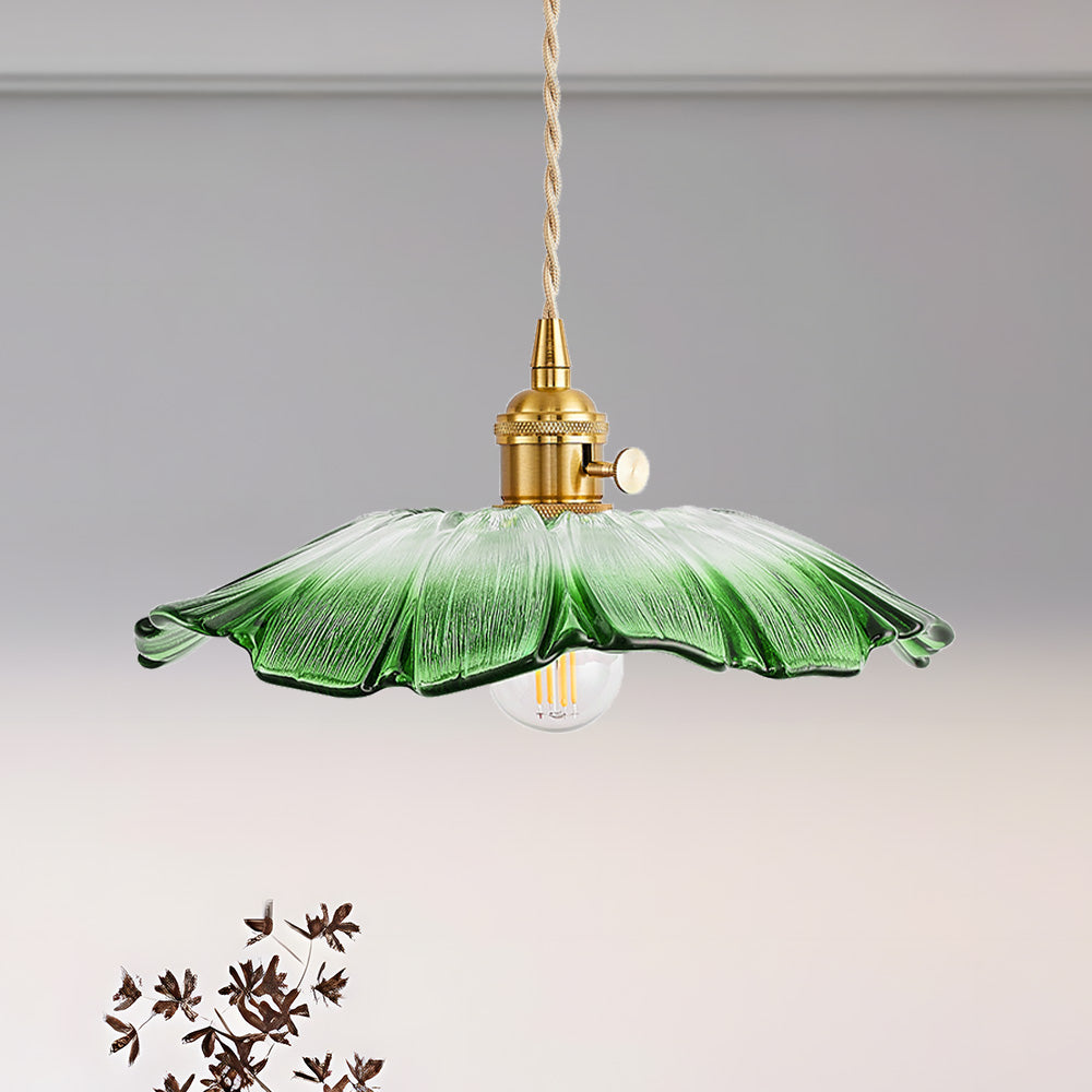 Wintage Kwiatowa Lampa Wisząca ze Szkła | Retro Elegancja | Ciepłe Światło | Regulowana Wisząca | Brick by Brick