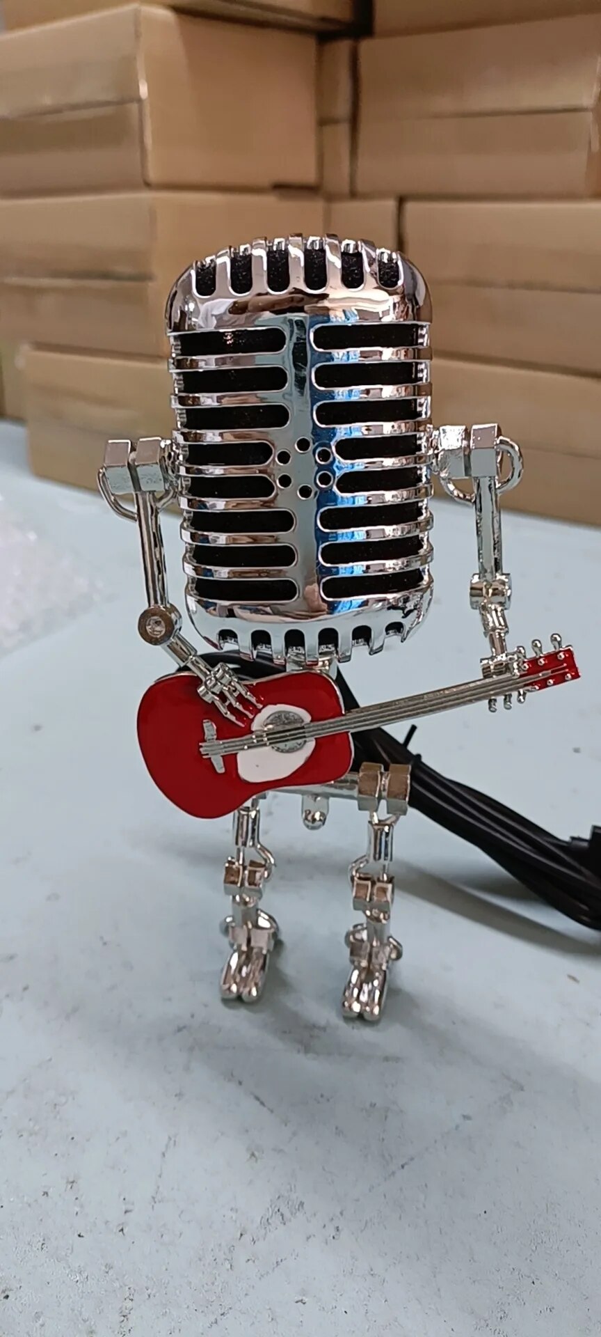Lampa stołowa Robot Metalowa Design Przemysłowy