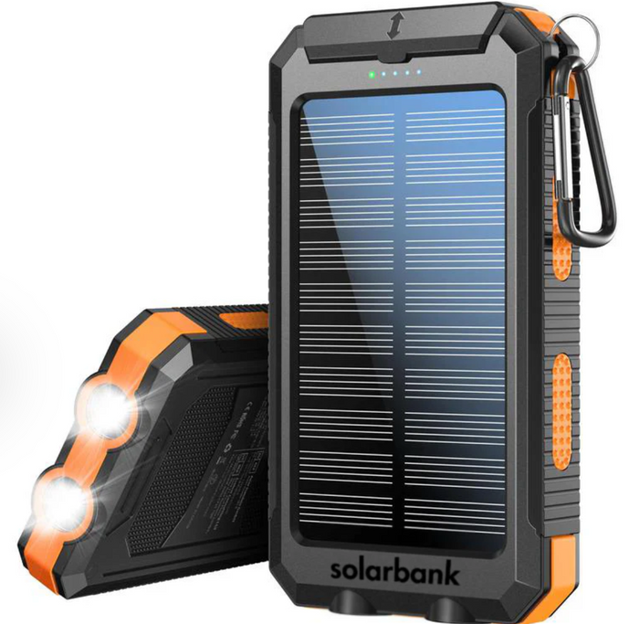 Powerbank solarny z podwójnym ładowaniem (USB i energia słoneczna)