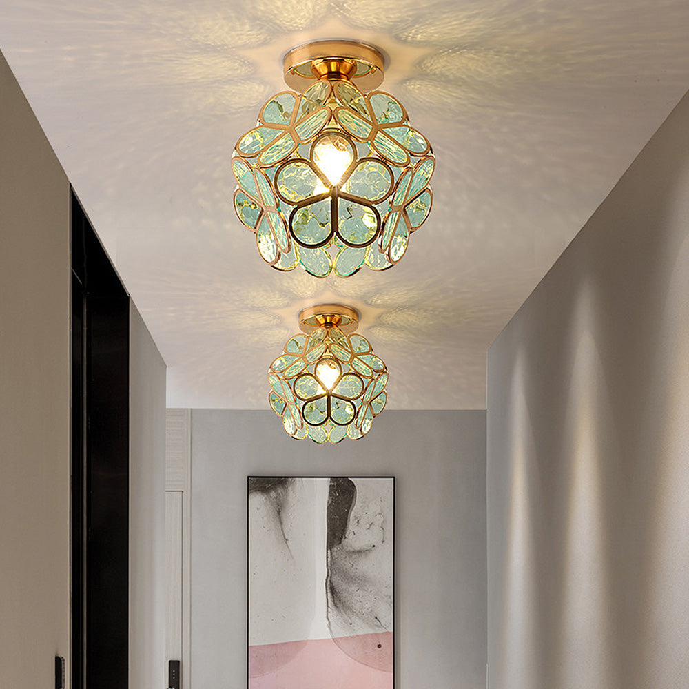 Elegancka Kwiatowa Lampa Szklana na Sufit