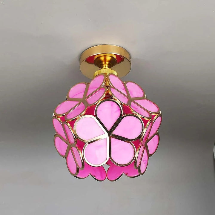 Elegancka Kwiatowa Lampa Szklana na Sufit