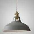 Przemysłowa mosiężna lampa wisząca z niebieskim kloszem