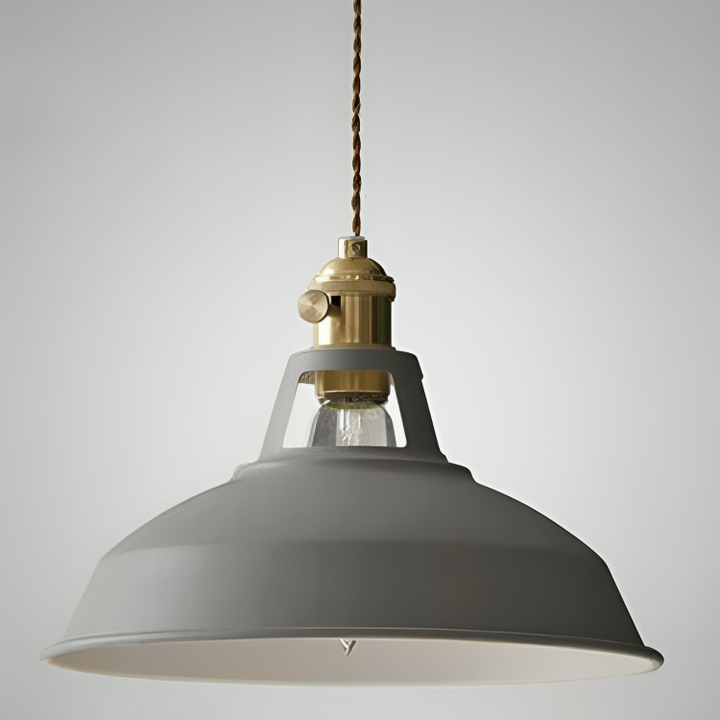 Przemysłowa mosiężna lampa wisząca z niebieskim kloszem