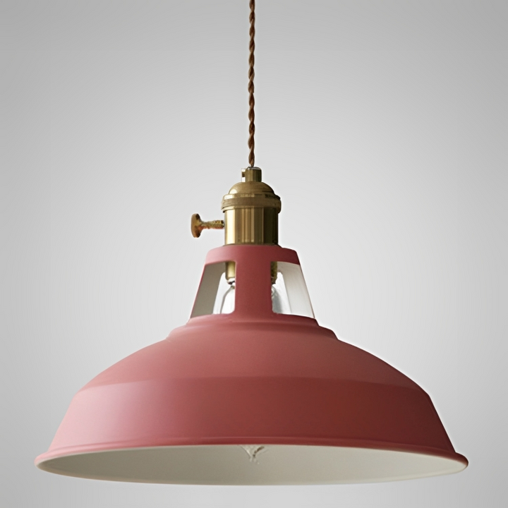 Przemysłowa mosiężna lampa wisząca z niebieskim kloszem
