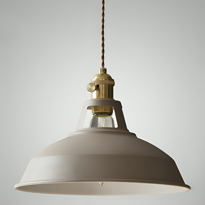 Przemysłowa mosiężna lampa wisząca z niebieskim kloszem