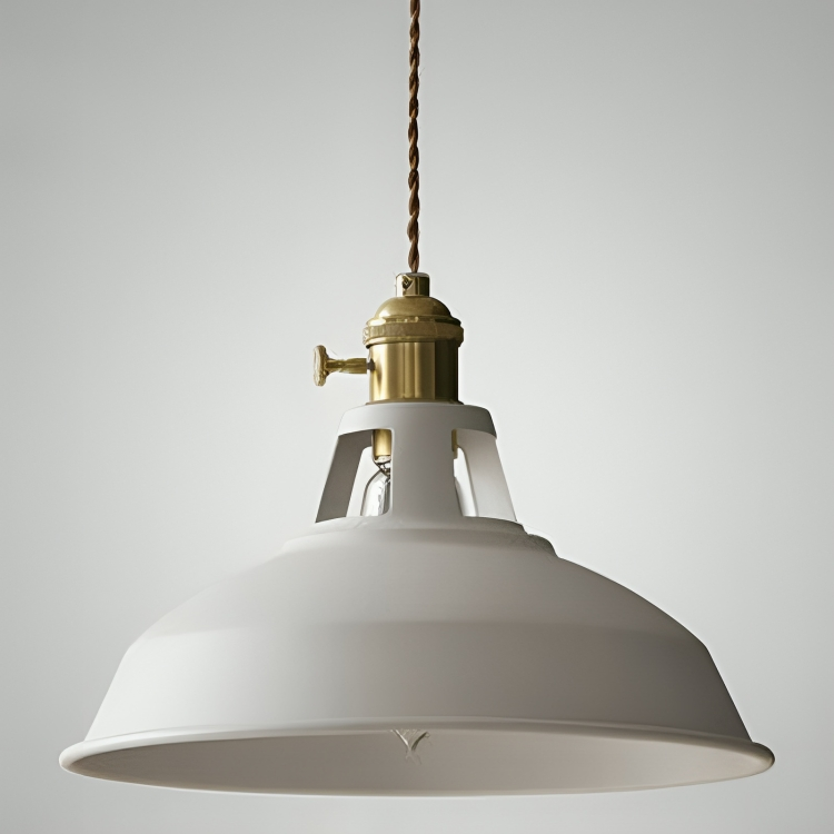 Przemysłowa mosiężna lampa wisząca z niebieskim kloszem