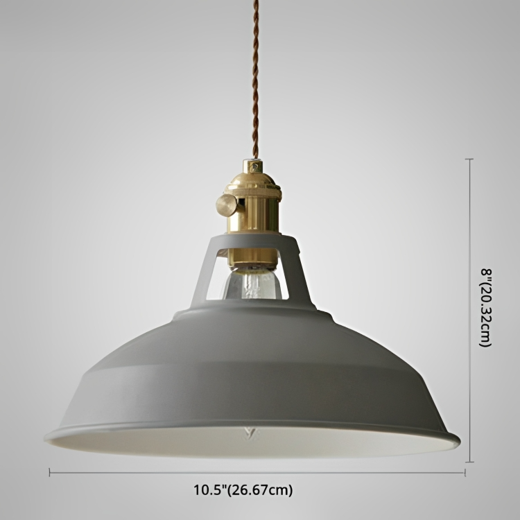 Przemysłowa mosiężna lampa wisząca z niebieskim kloszem