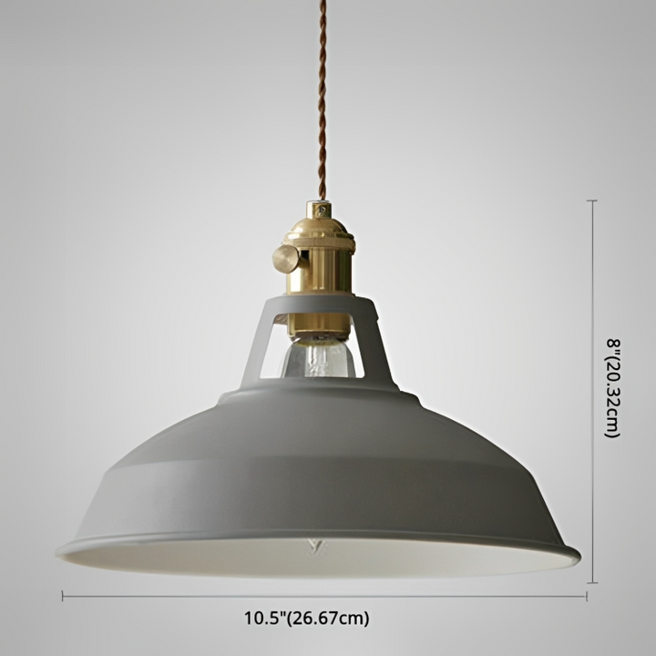 Przemysłowa mosiężna lampa wisząca z niebieskim kloszem